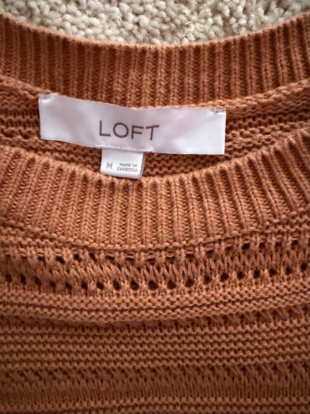 LOFT Pointelle Ruffle Sweater - Picture 3 of 4